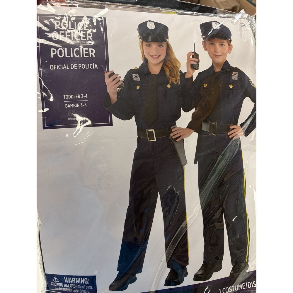 Police Officer  Halloween Costume Toddler Size 3-4.  All Items In Bag New